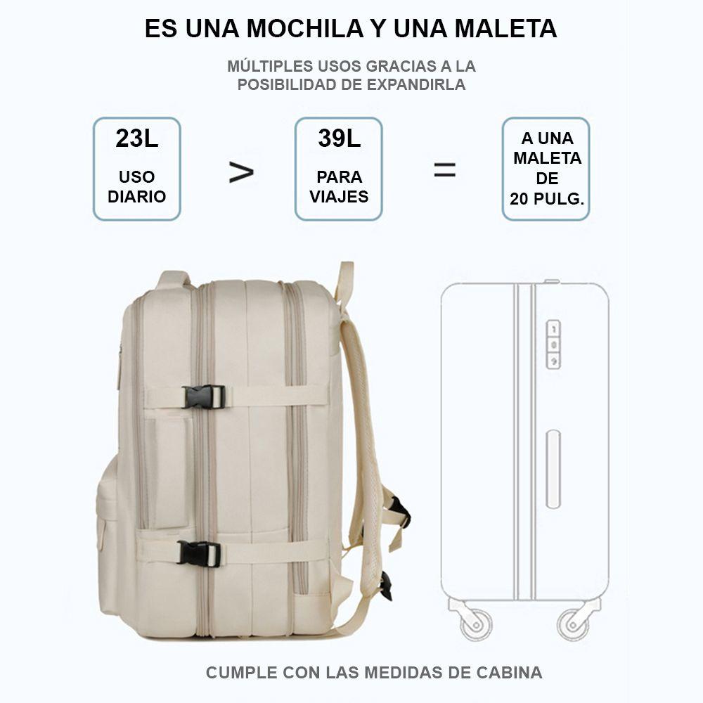 Mochila viaje expandible 39L Metis Off White-3