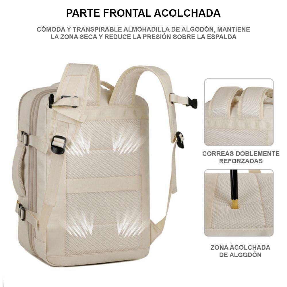Mochila viaje expandible 39L Metis Off White-6