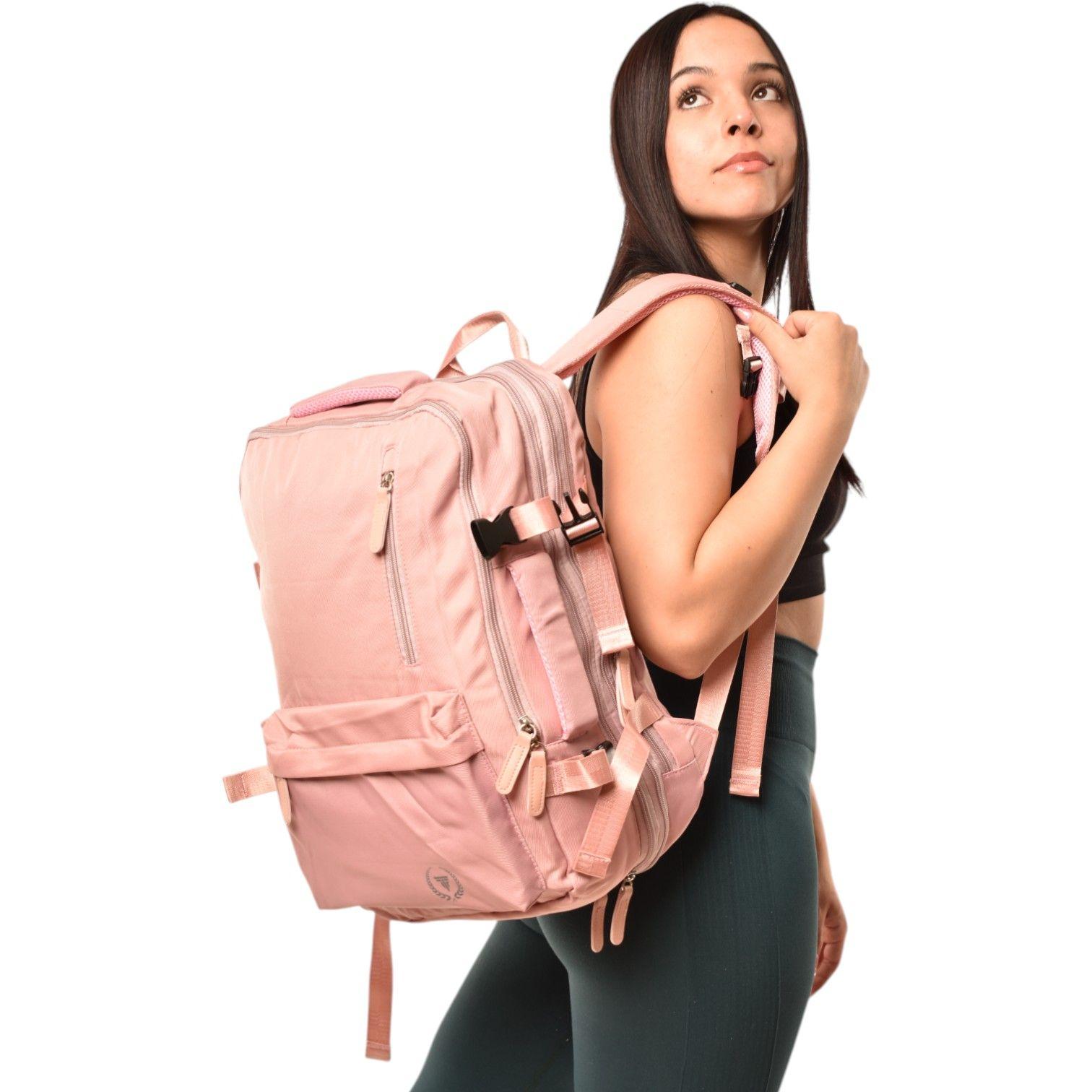 Mochila viaje expandible 39L Metis Rosada-4