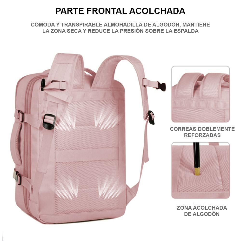 Mochila viaje expandible 39L Metis Rosada-6