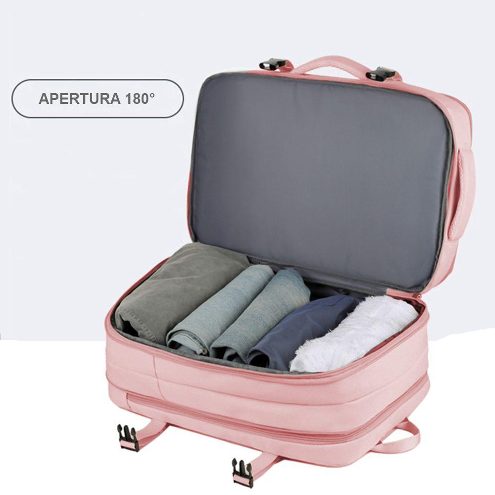 Mochila viaje expandible 39L Metis Rosada-8
