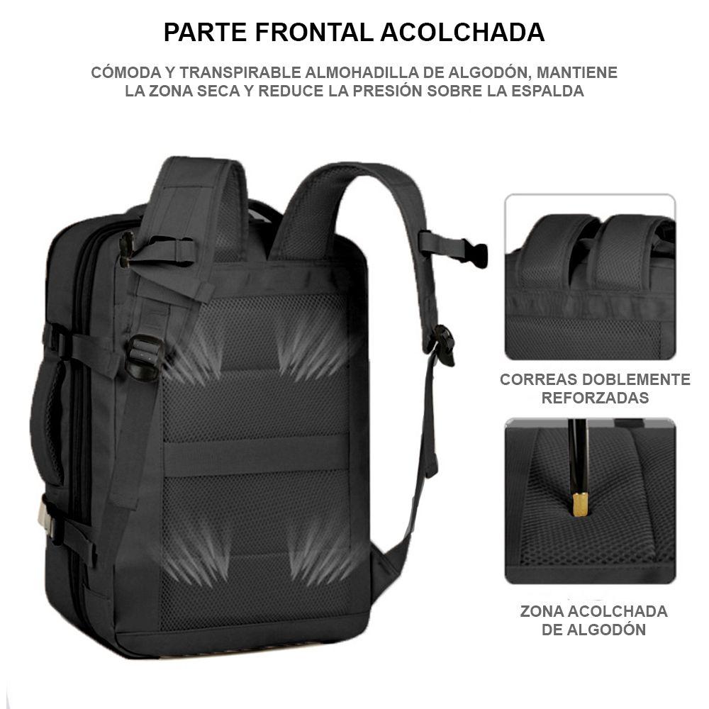 Mochila viaje expandible 39L Metis Negra-5