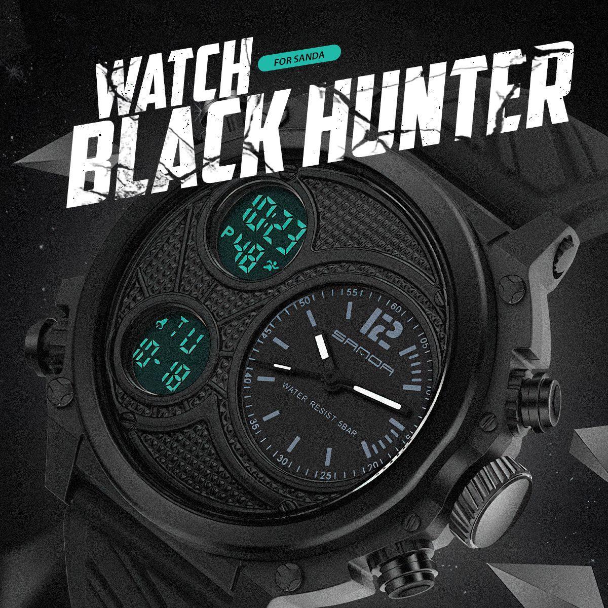 Reloj Hombre dual Black Hunter Estilo Militar Robusto-4