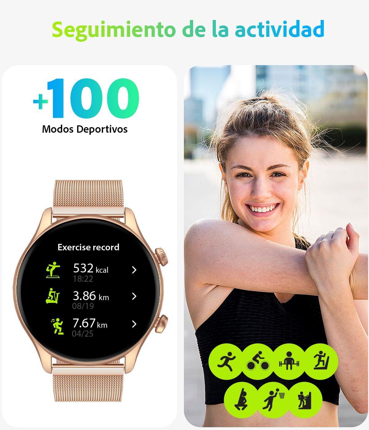 Smartwatch Mujer Sweet Gold Pro Reloj Inteligente Android-iOS-1