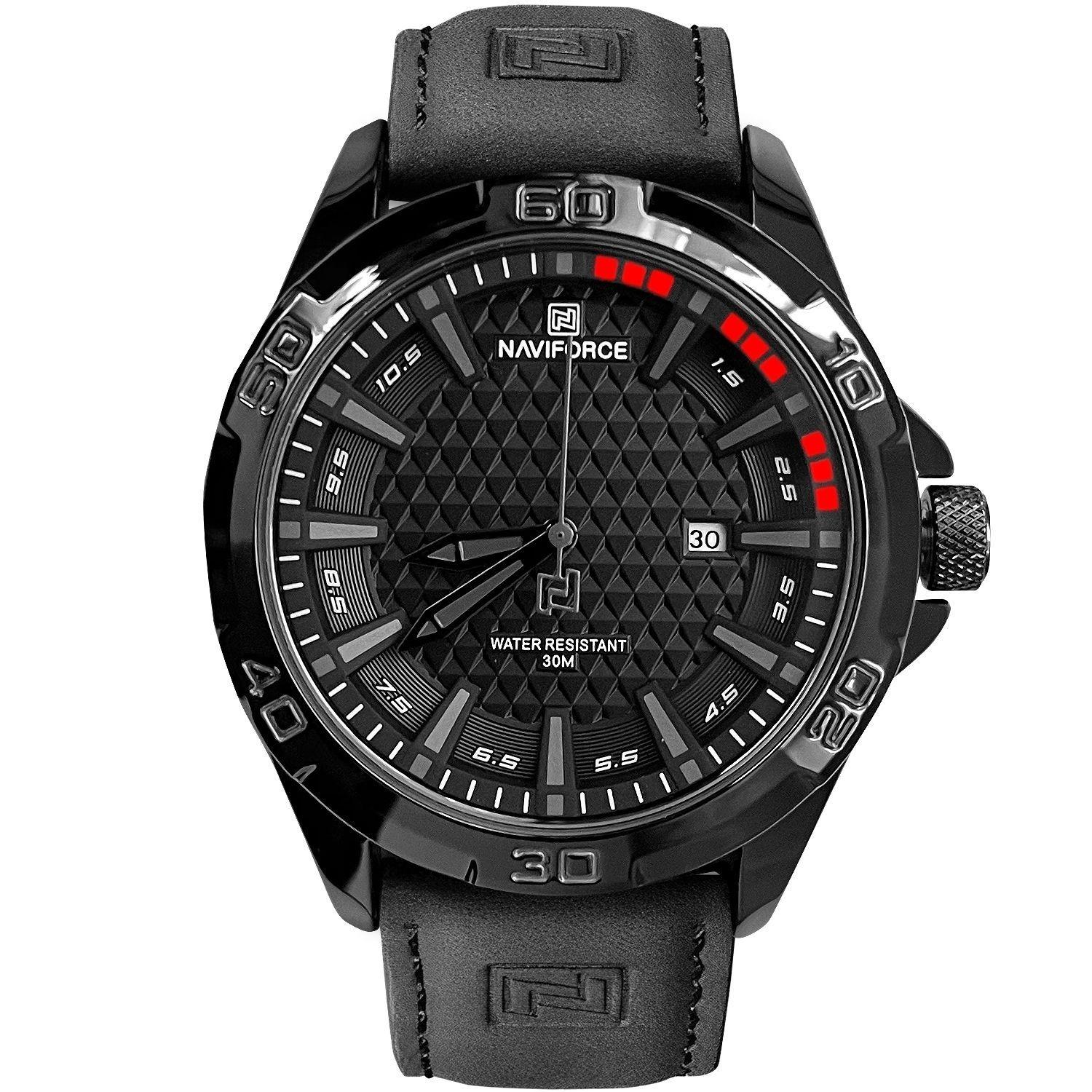 Reloj Hombre Wild Force Black Diseño rendimiento correa de cuero-0