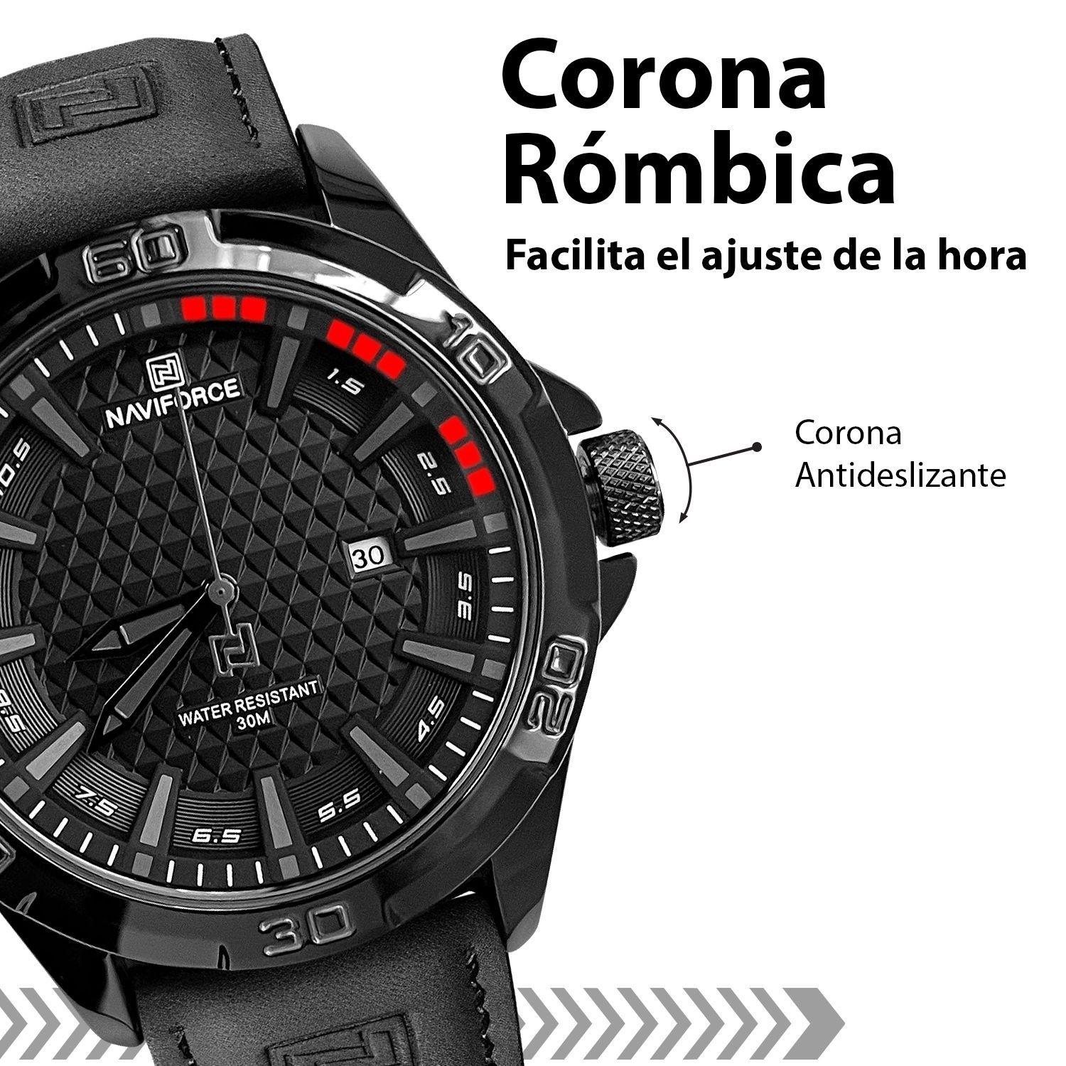 Reloj Hombre Wild Force Black Diseño rendimiento correa de cuero-2