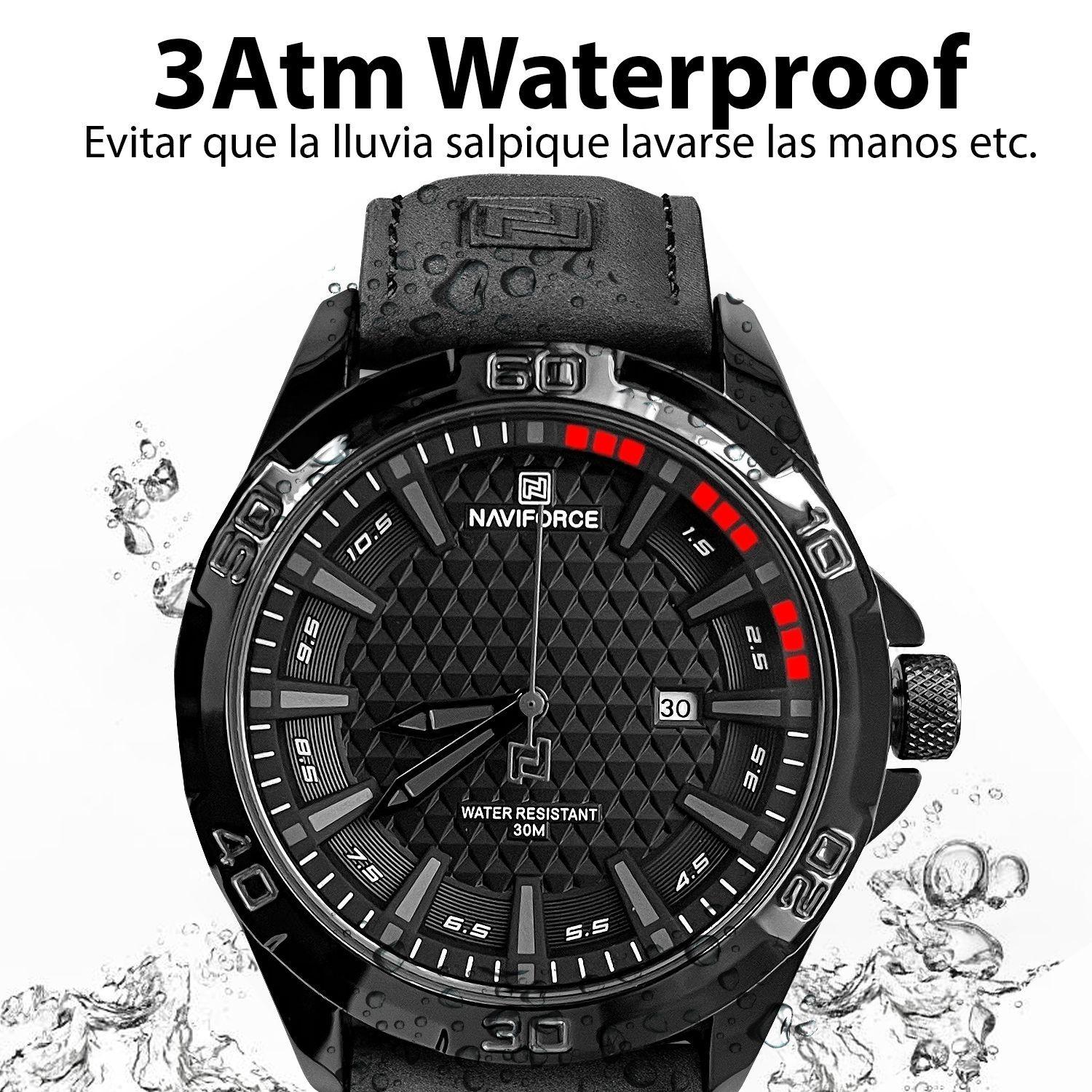 Reloj Hombre Wild Force Black Diseño rendimiento correa de cuero-3