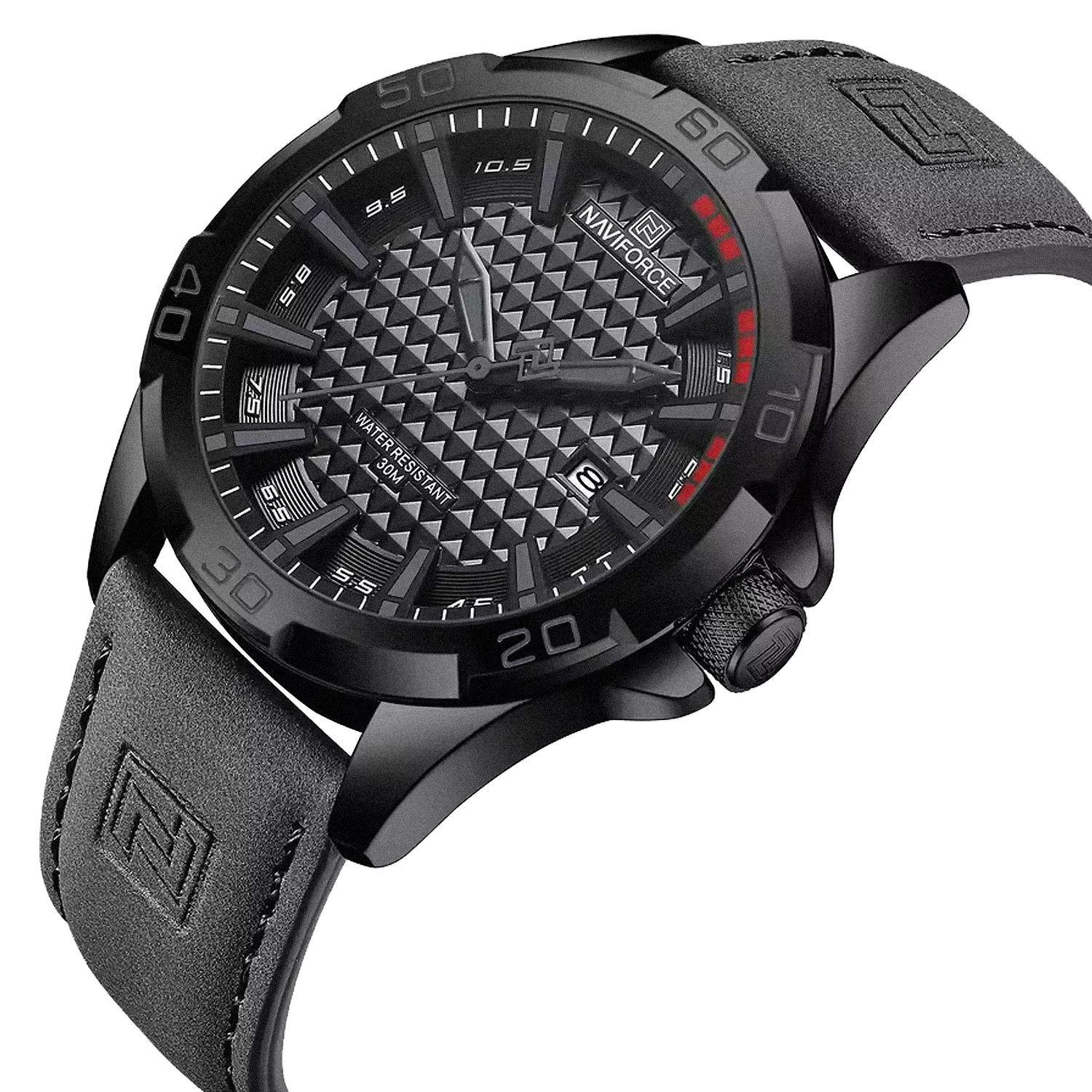 Reloj Hombre Wild Force Black Diseño rendimiento correa de cuero-4