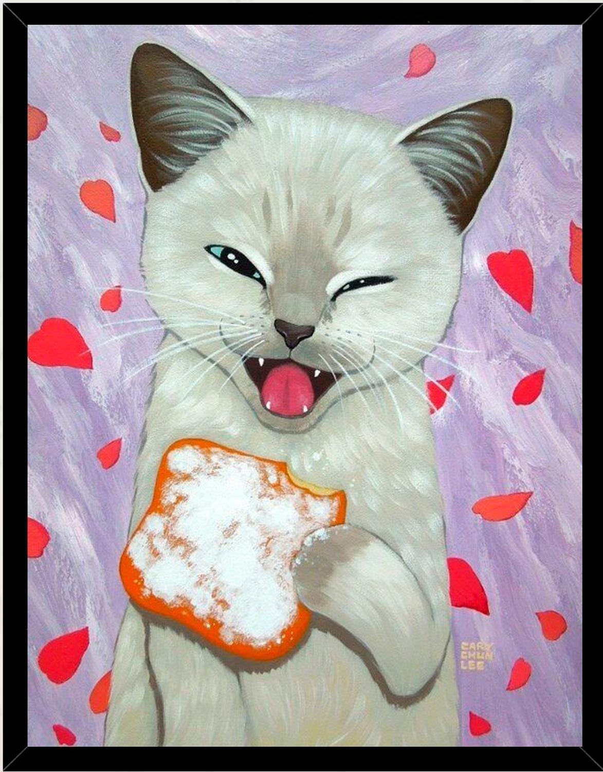 Cuadro Decorativo Gato Tomando Desayuno Medidas 30x40 CM-0