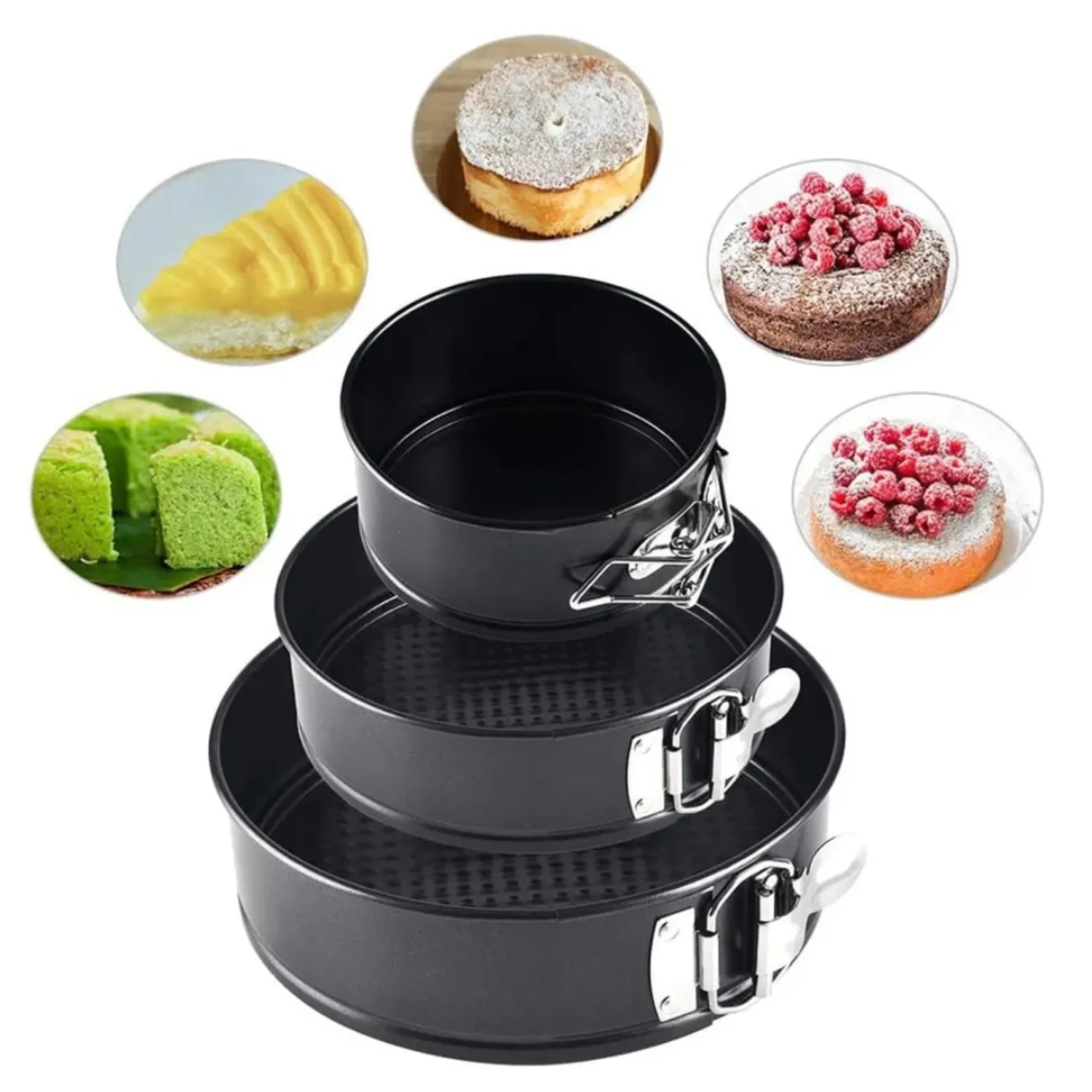 Set 3 Moldes Redondos Antiadherentes para Tortas-2