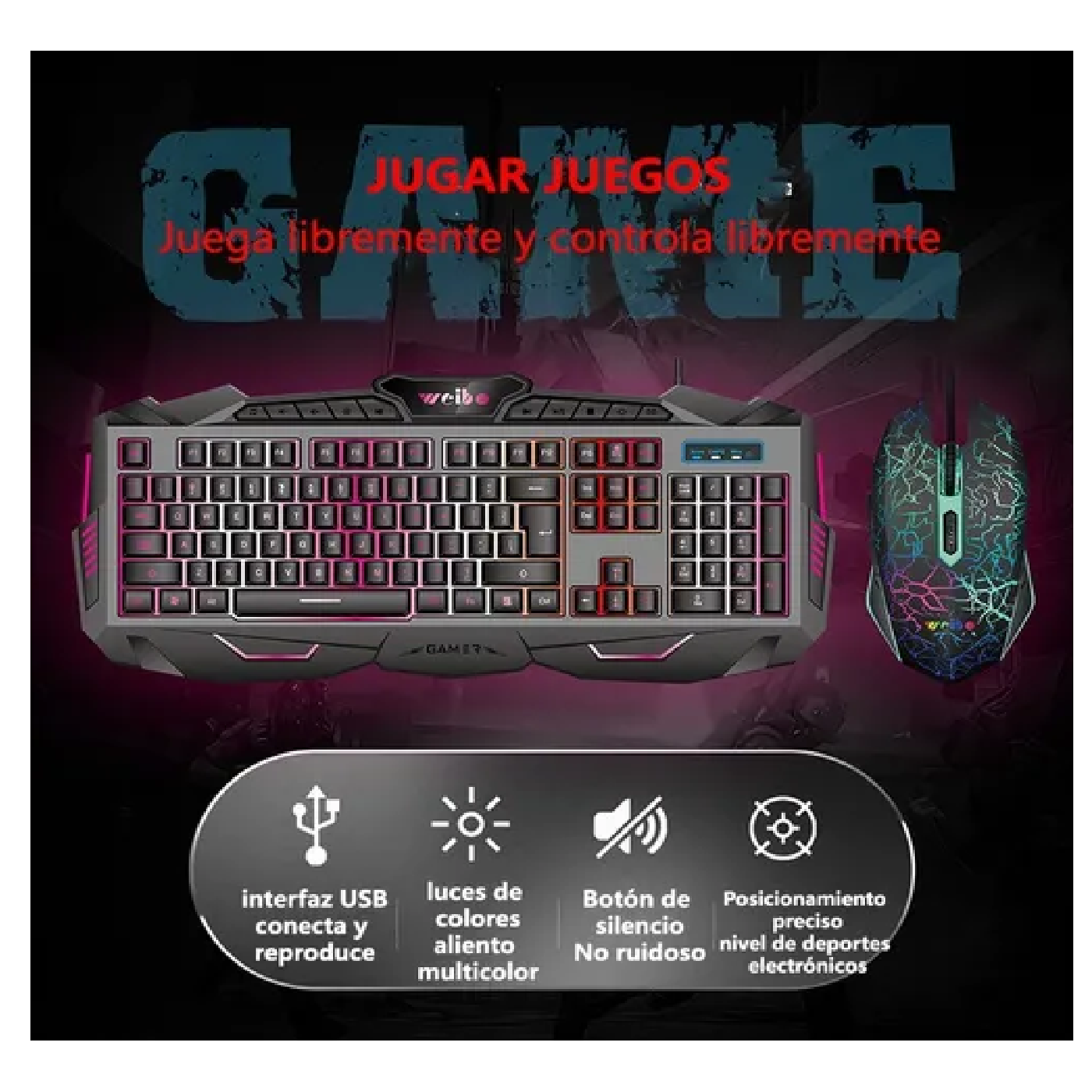Kit Teclado Mouse Gamer Les Usb Alambrico-4