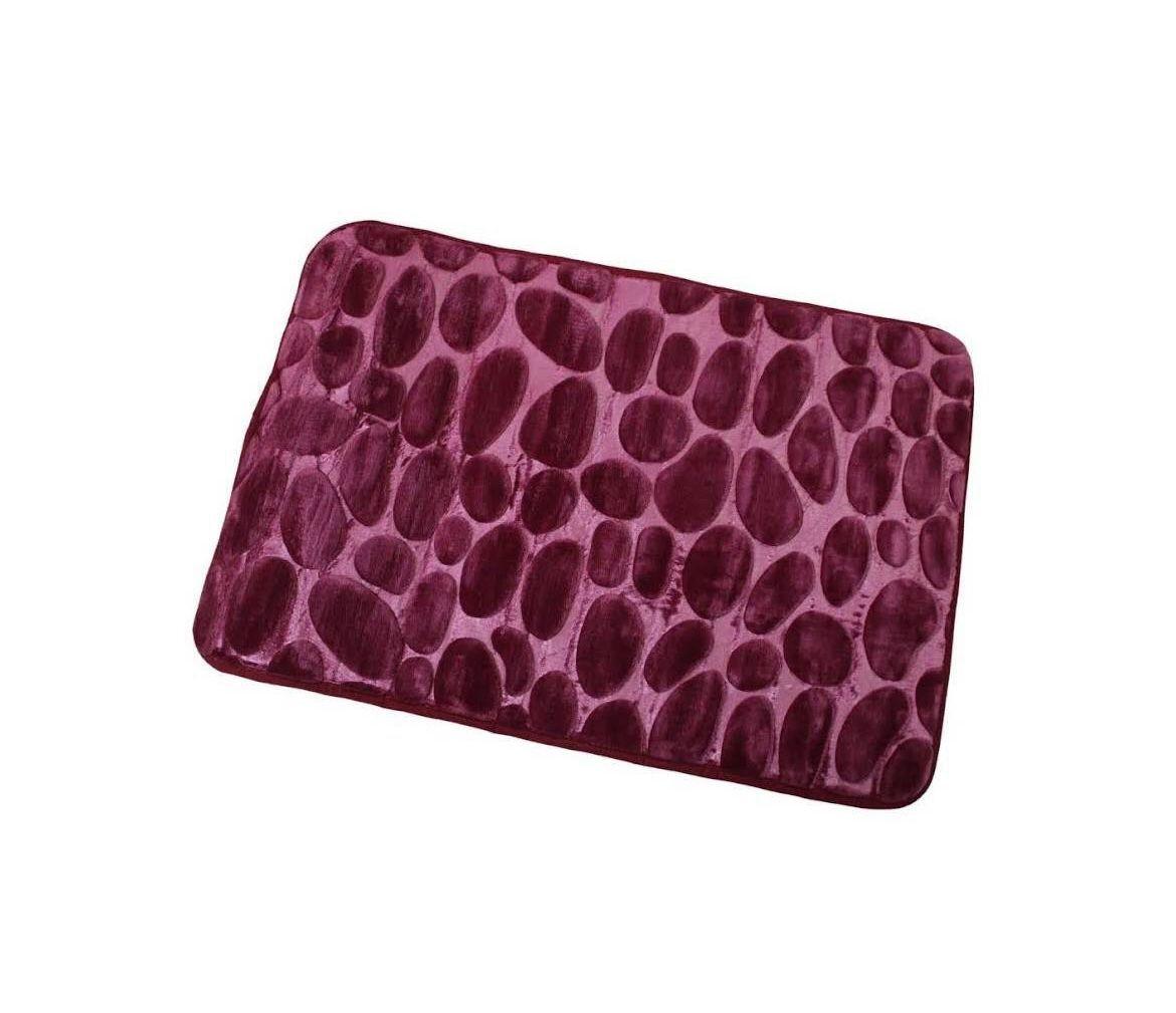 Alfombra De Baño Absorbente Suave Piedras Burdeo-0