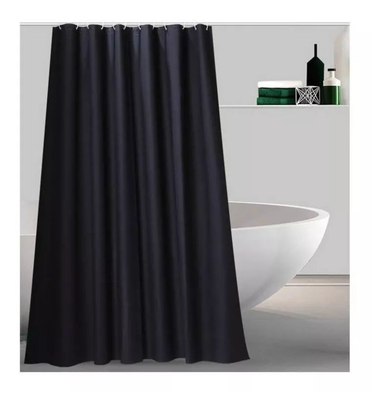 Cortina Plástica Baño Negra 180x180-0