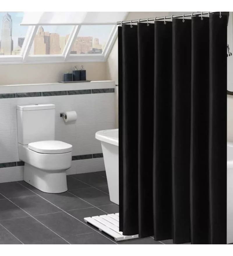 Cortina Plástica Baño Negra 180x180-1