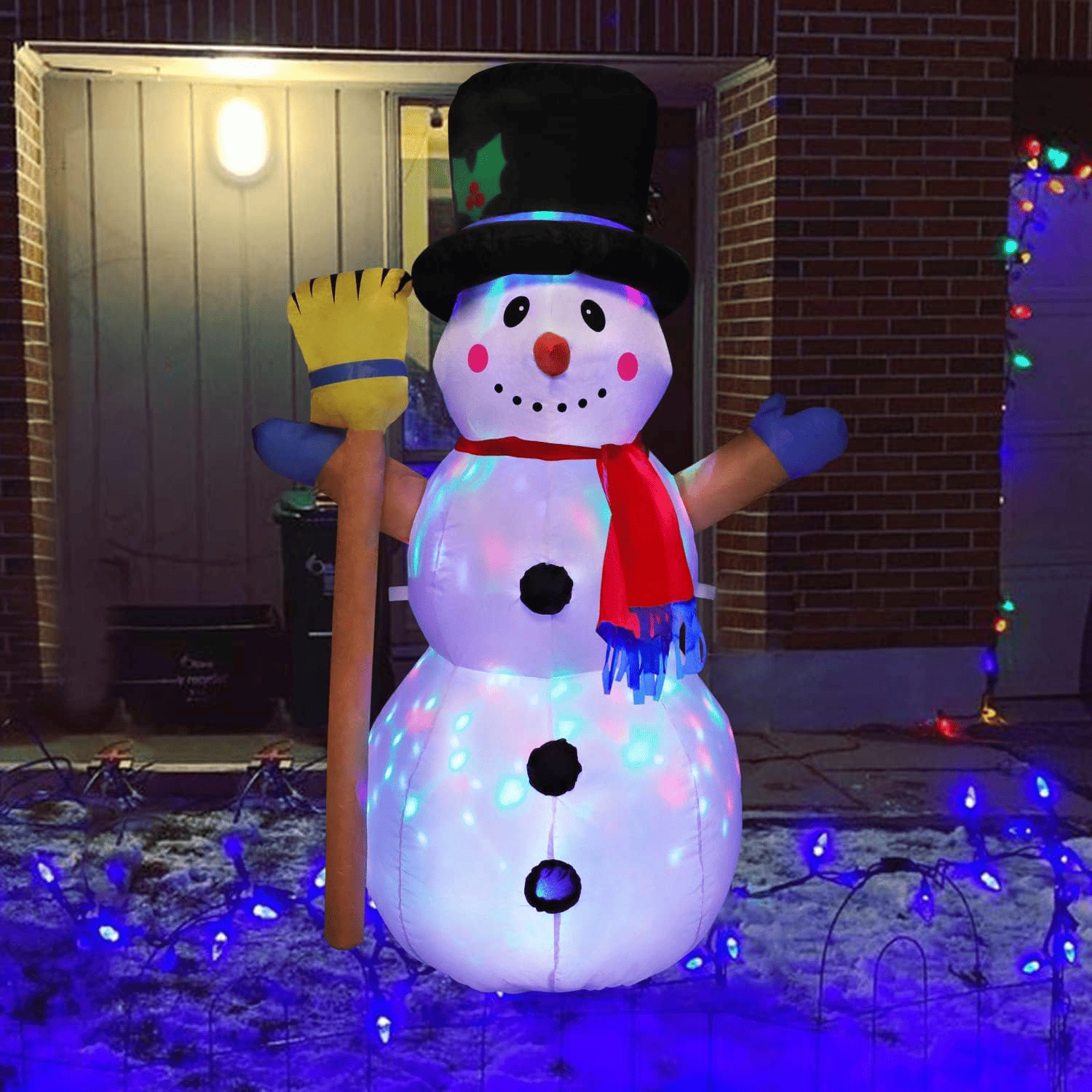 Mu eco Mono De Nieve Inflable Luces Led Decoracion Navidad Color Blanco-0