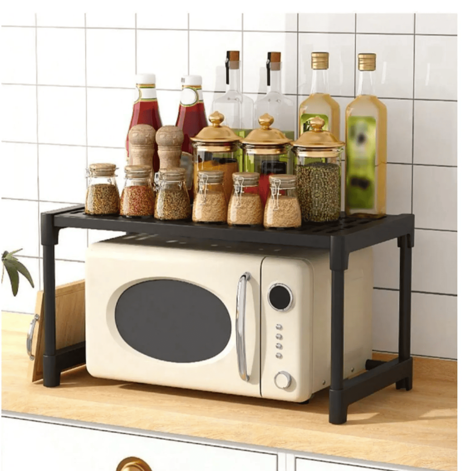 Rack Estante Microondas Organizador Cocina Ahorra Espacio Negro-0