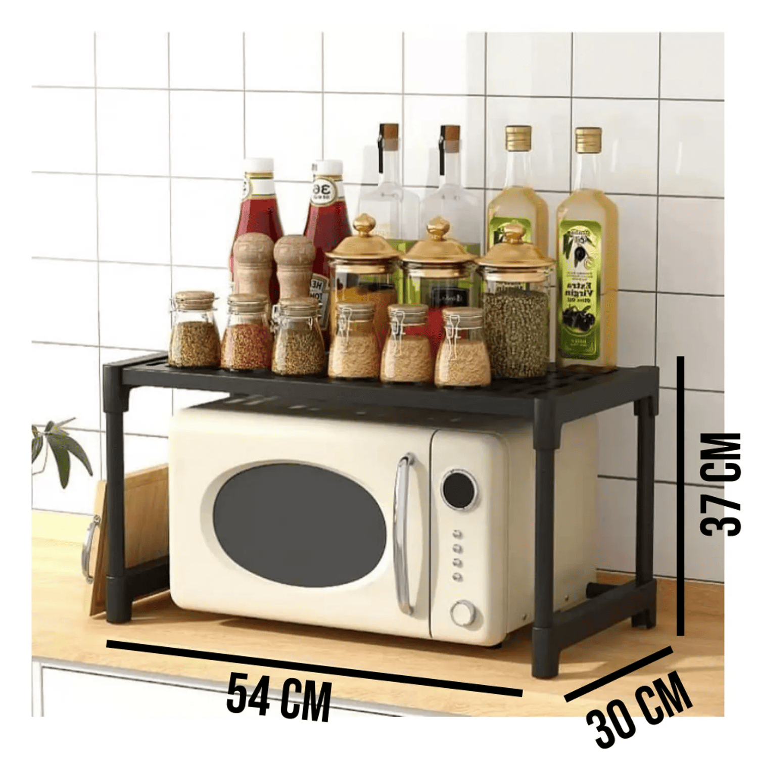 Rack Estante Microondas Organizador Cocina Ahorra Espacio Negro-1
