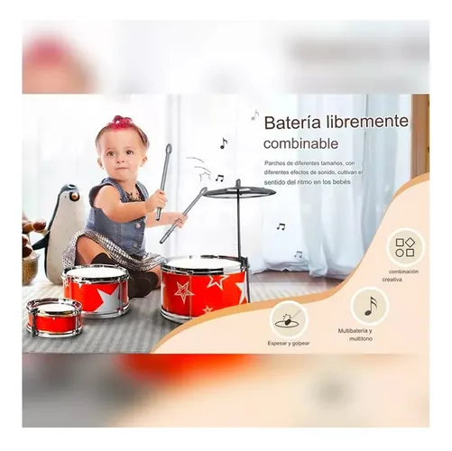 Mini Batería Musical Juguete Infantil 7 Pcs Jazz Drum Niños-4