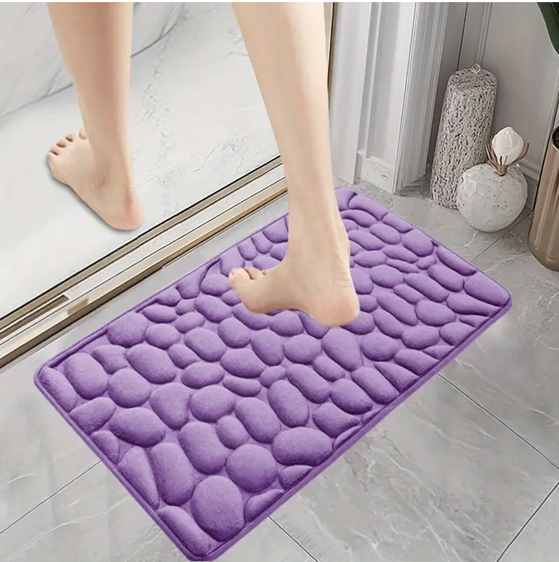 Set de Baño Lila 3 piezas Tapa Cotina Alfombra-1