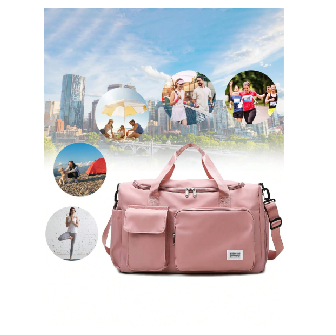 Bolso De Hombro Maleta Sports Gym Bolsa De Viaje Rosado -4