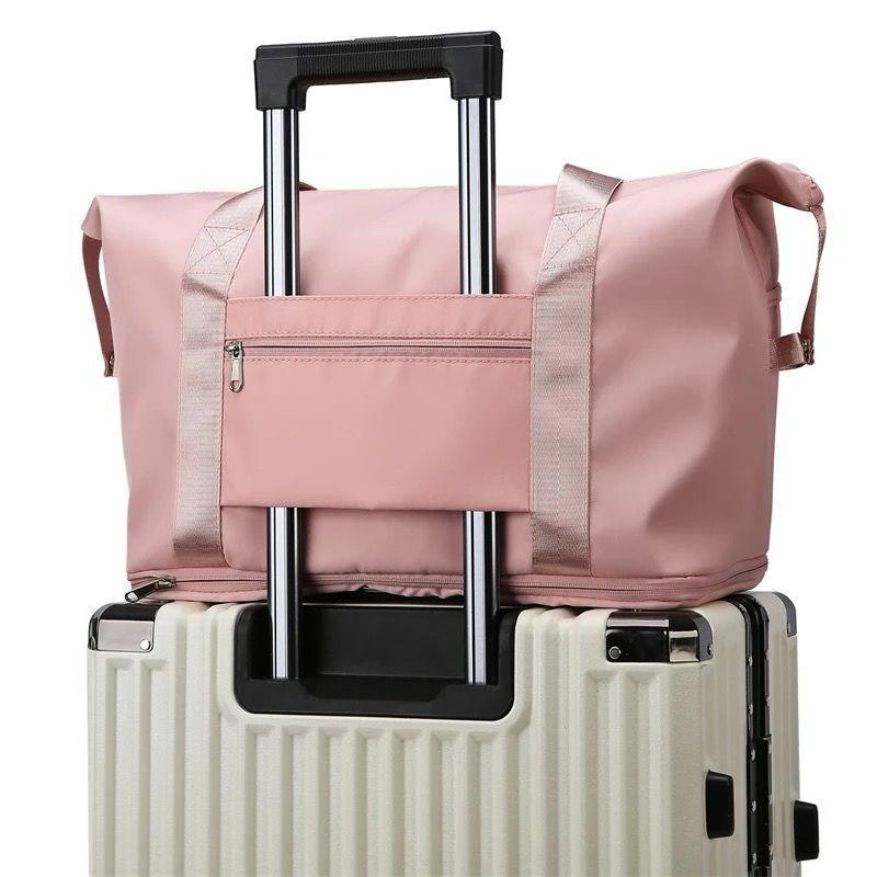Bolso De Viaje Nylon Impermeable Extendible 10kg Rosa-3