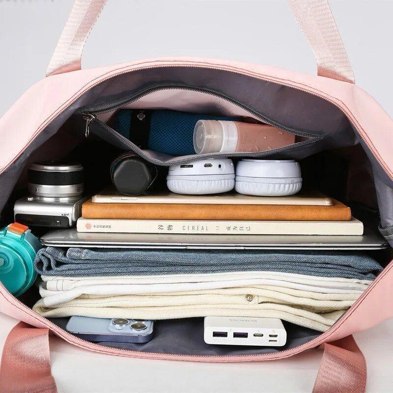 Bolso De Viaje Nylon Impermeable Extendible 10kg Rosa-4