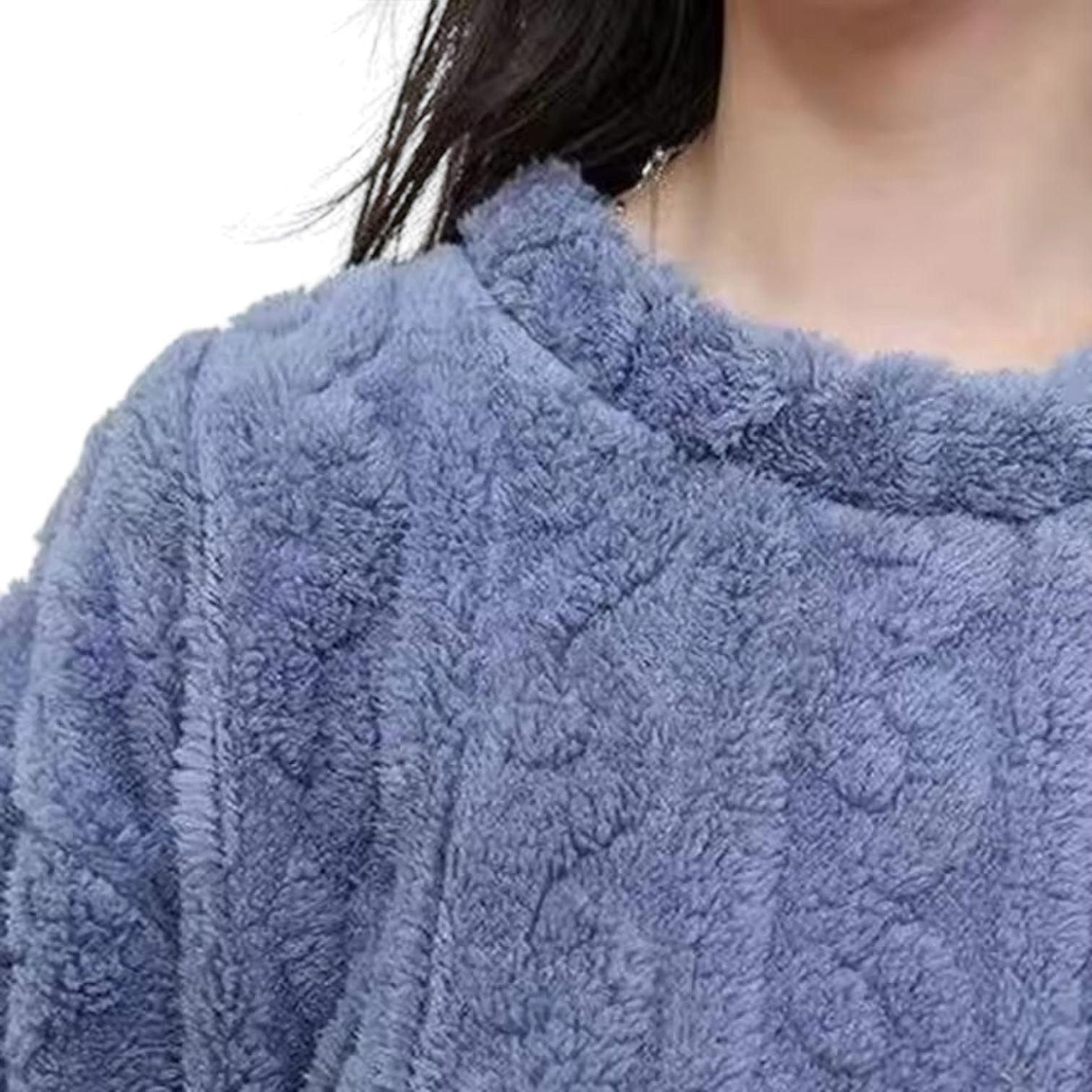 Pijama Unisex Polar Trenzada Otoño Invierno Ultrasuave - Azul / Talla única-2
