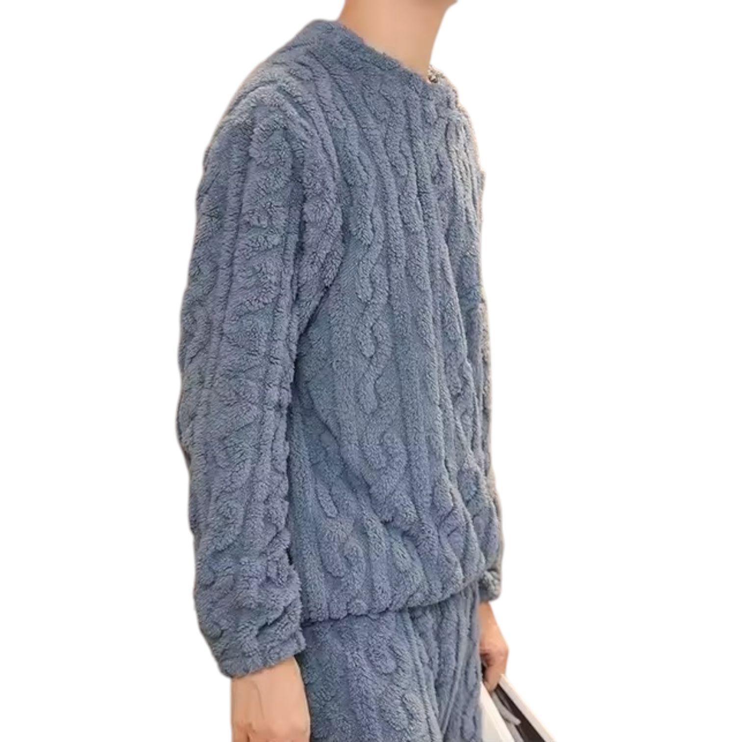 Pijama Unisex Polar Trenzada Otoño Invierno Ultrasuave - Azul / Talla única-4