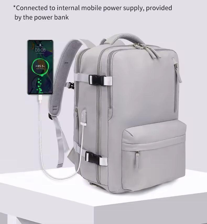 Mochila Viral de Viaje Notebook Multifunción Negocio Oficina Gris-2