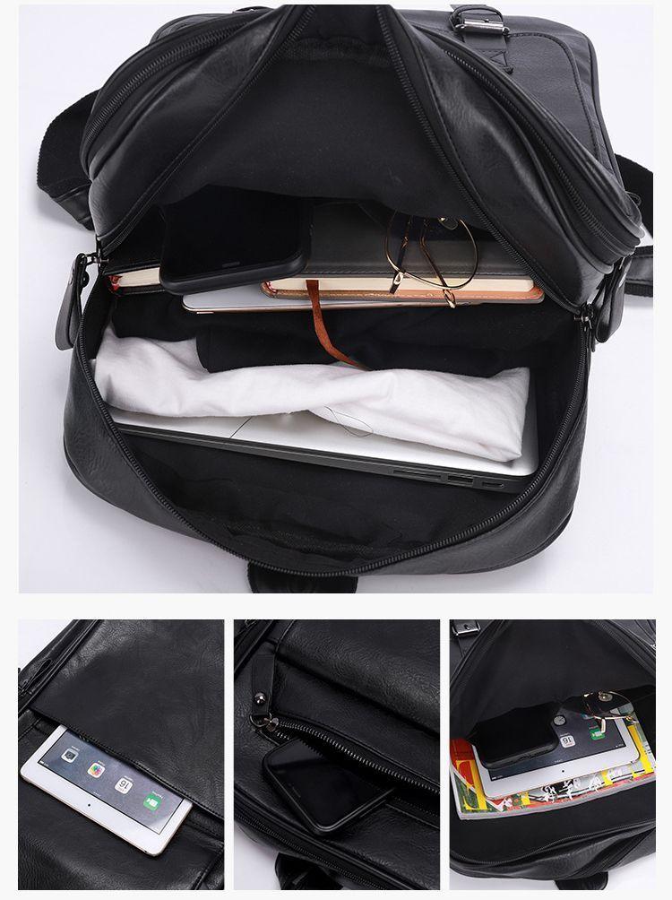 Mochila Notebook Multifunción Vintage Negocio Oficina Viaje Negra-5