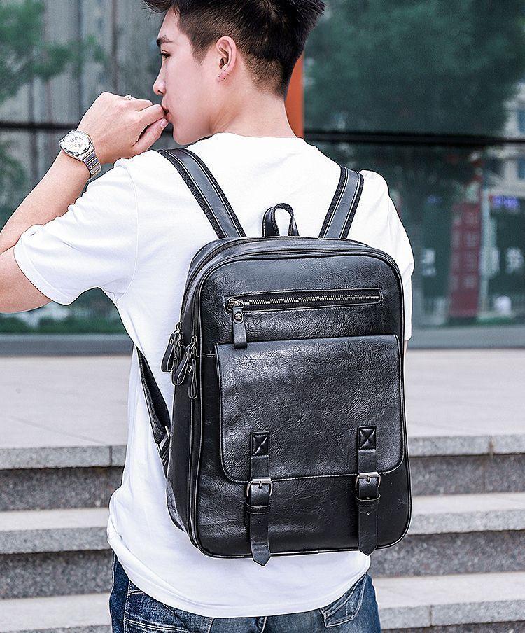 Mochila Notebook Multifunción Vintage Negocio Oficina Viaje Negra-7