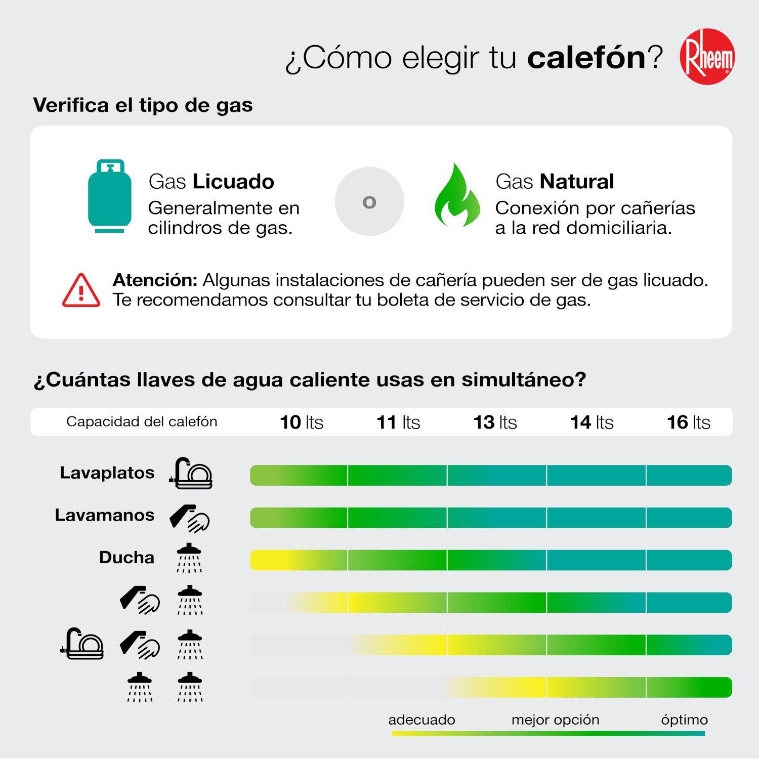 Calefont 13 litros Gas natural Tiro Natural Rheem-7