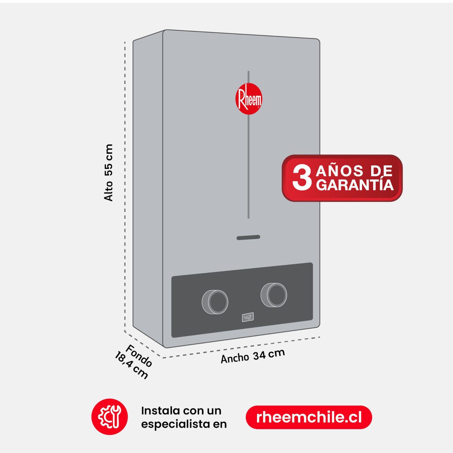 Calefont Digital 10 Litros Gas Licuado Tiro Natural Rheem-3