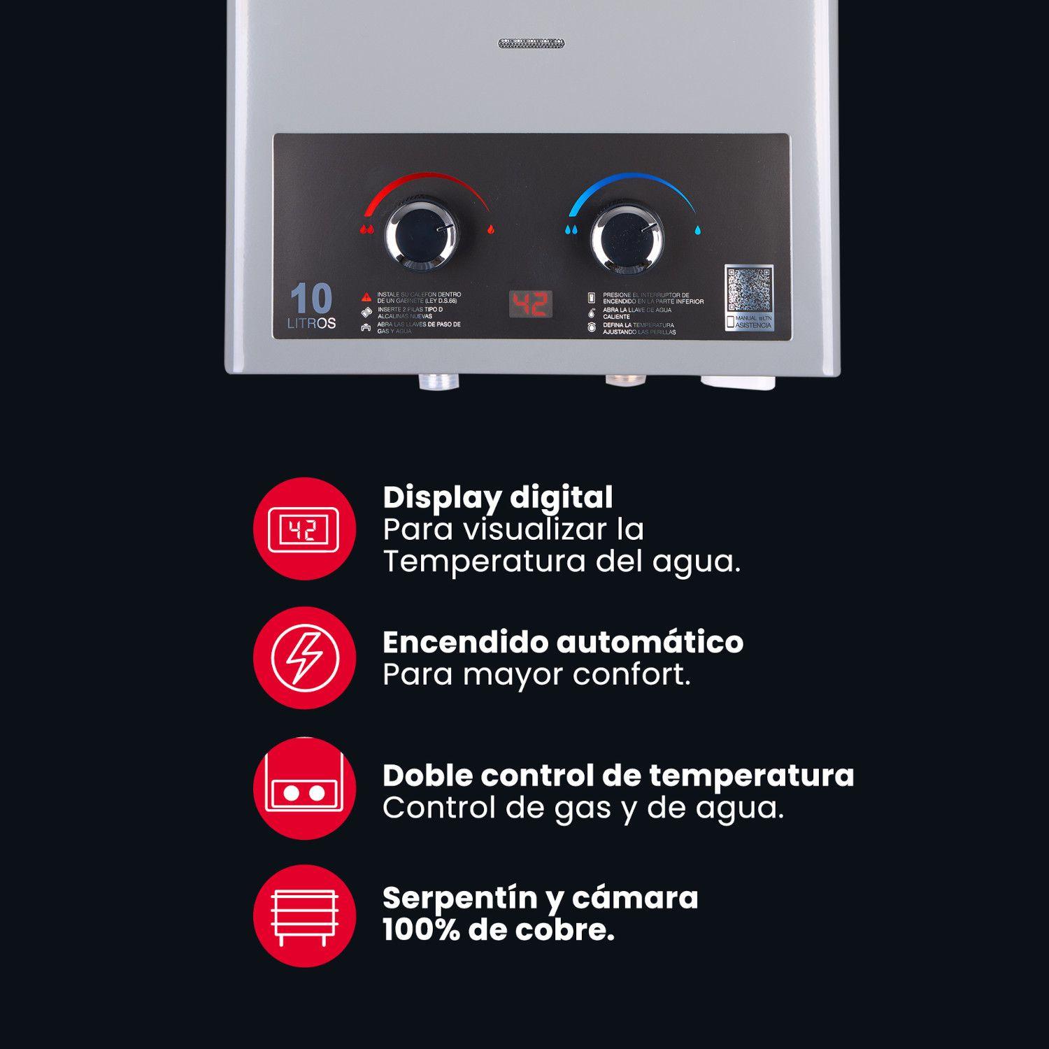 Calefont Digital 10 Litros Gas Licuado Tiro Natural Rheem-6