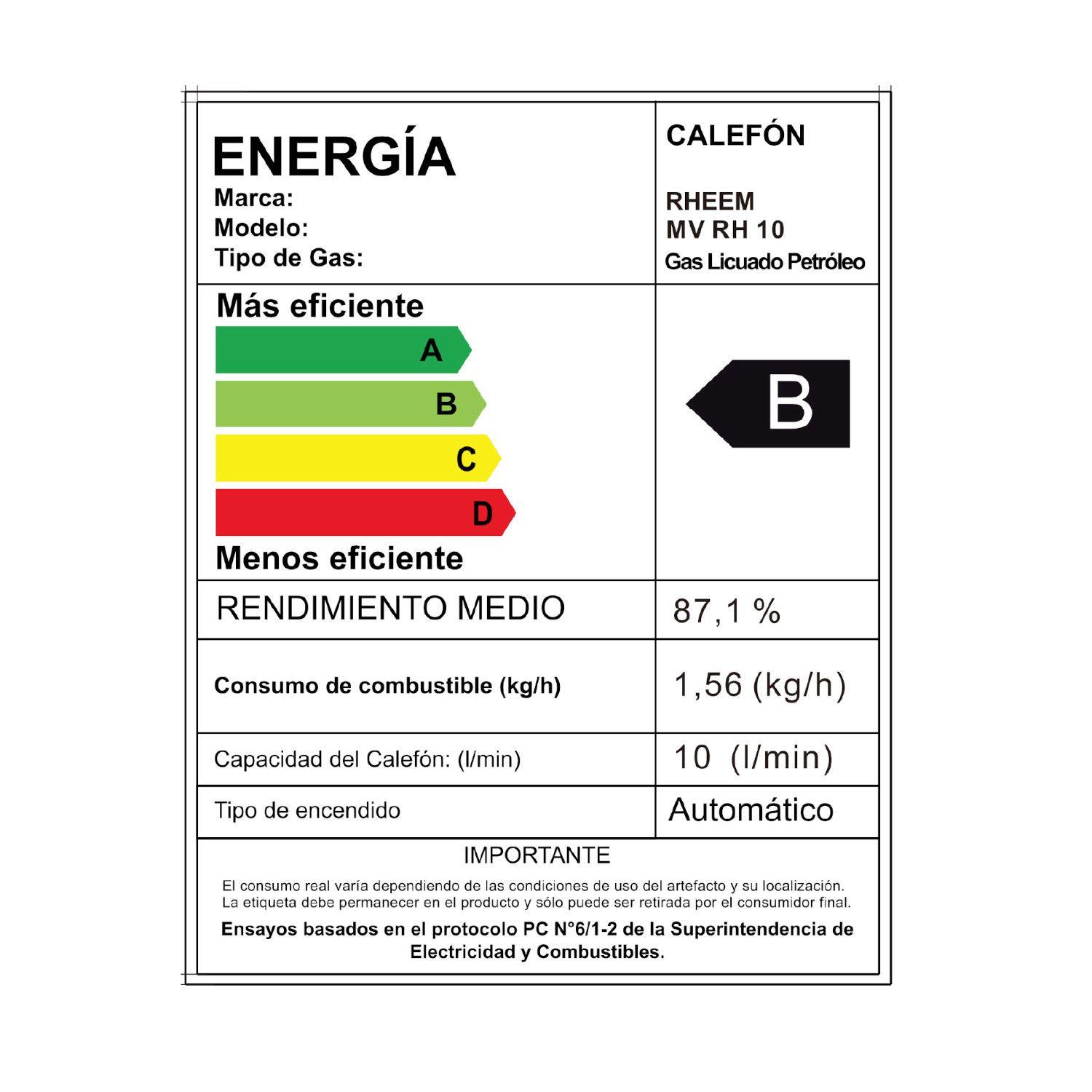 Calefont Digital 10 Litros Gas Licuado Tiro Natural Rheem-9