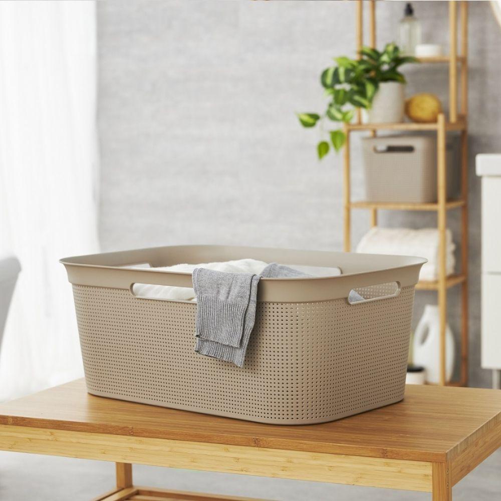 Cesta de Ropa Brisen 41 Lt ROTHO 59x23x39 cm Capuccino-1