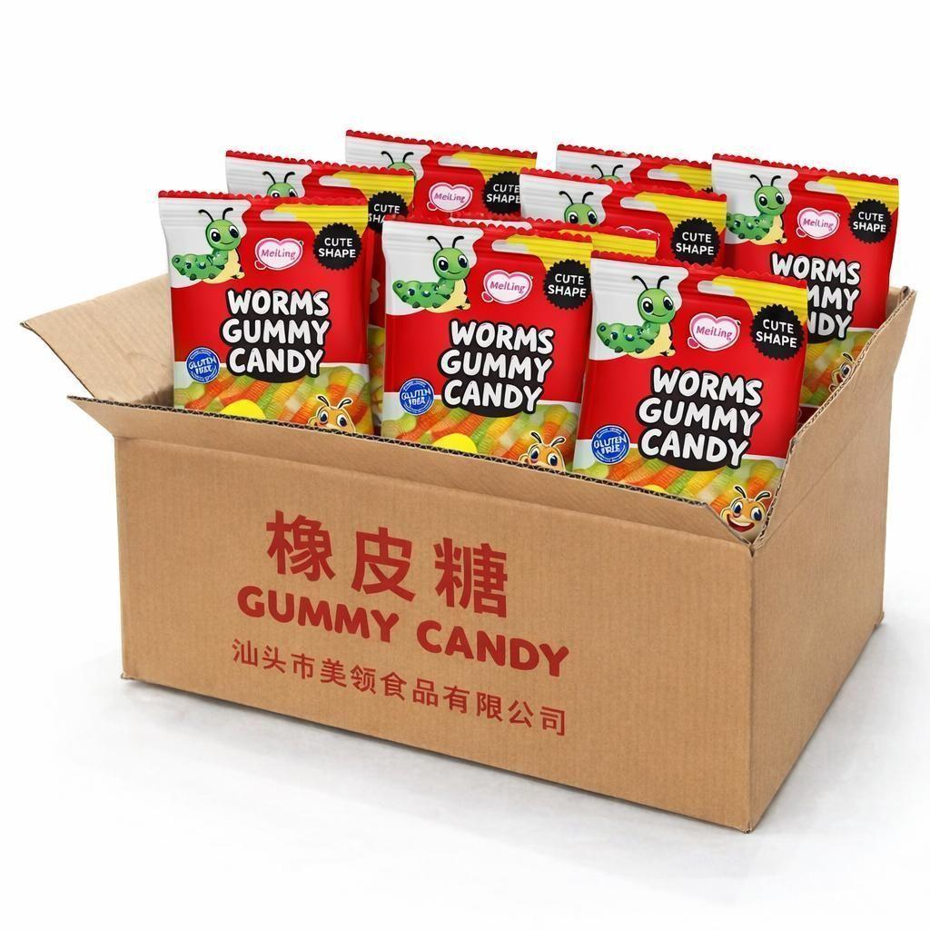 Gomitas Forma de Oruga Sabor Original Marca MeiLing 120gr*Caja-1