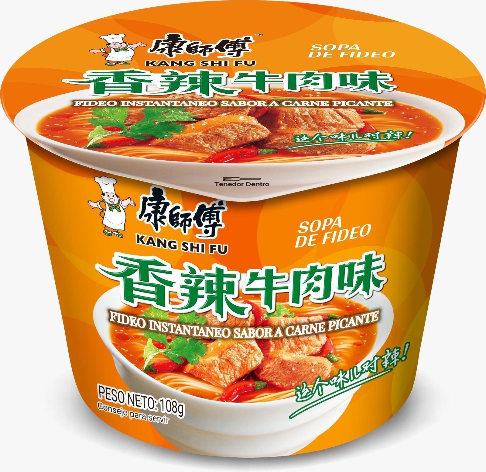 Fideo Instantaneo Kang Shi Fu Sabor a Carne Picante 108g*12 Potes-1
