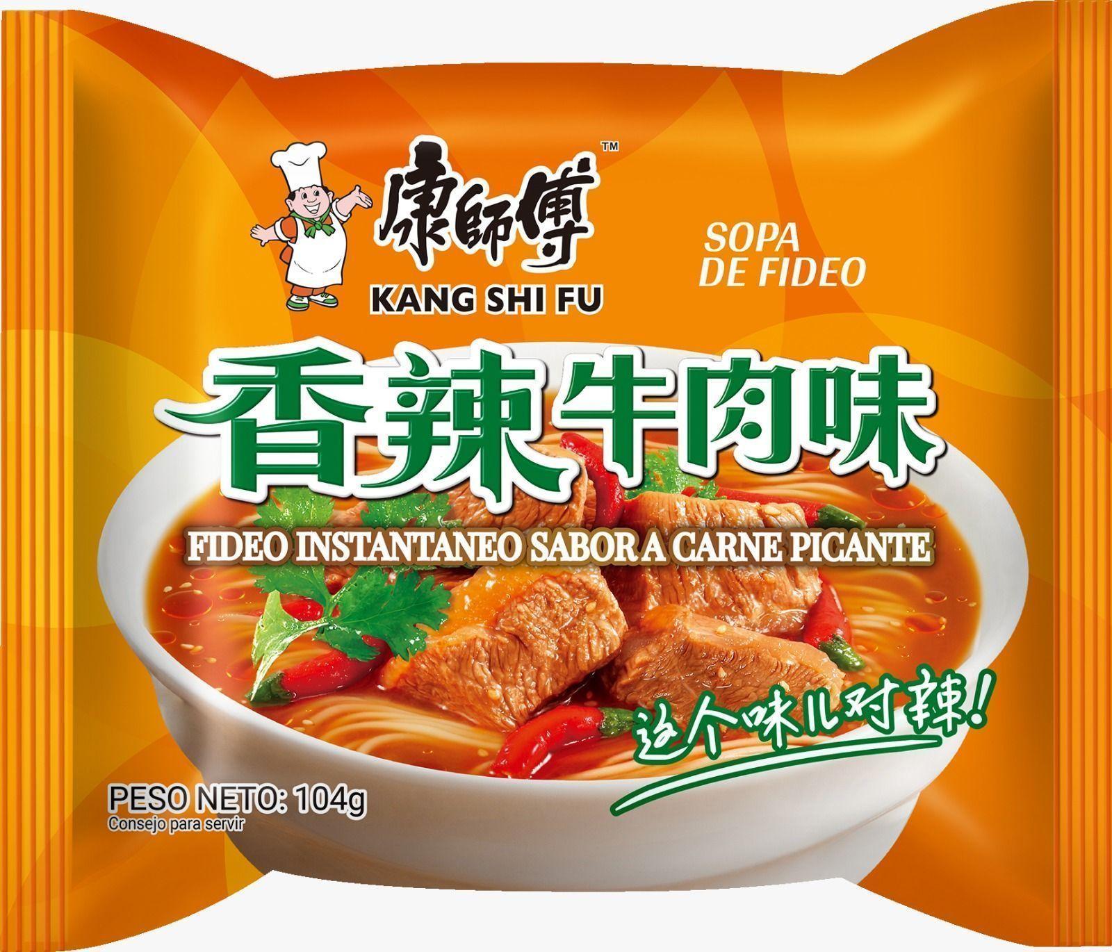 Fideo Instantaneo Kang Shi Fu Sabor a Carne Picante 104g*PACK 5 Bolsas-1
