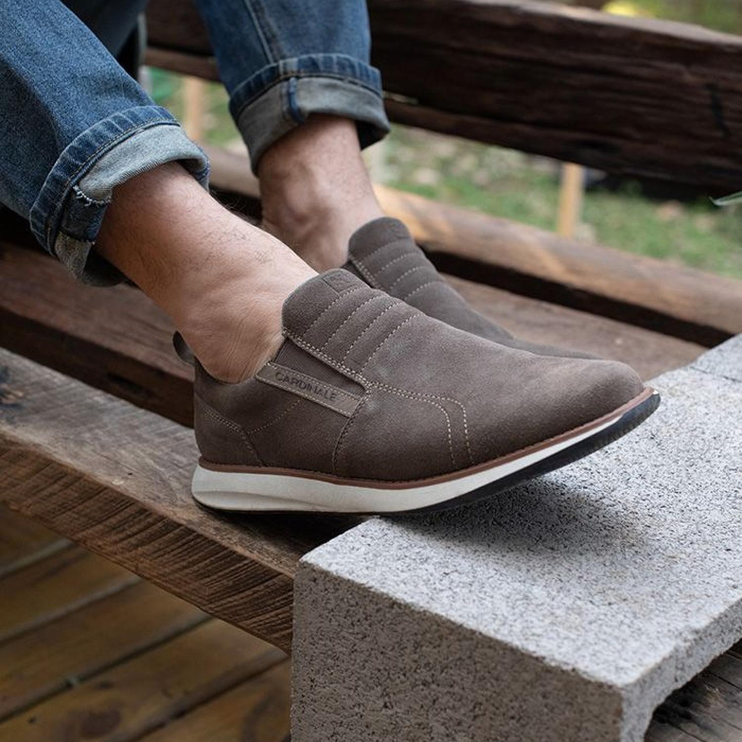 Zapatillas Slip-On Hombre Cuero Reston-3-08 Taupé-3