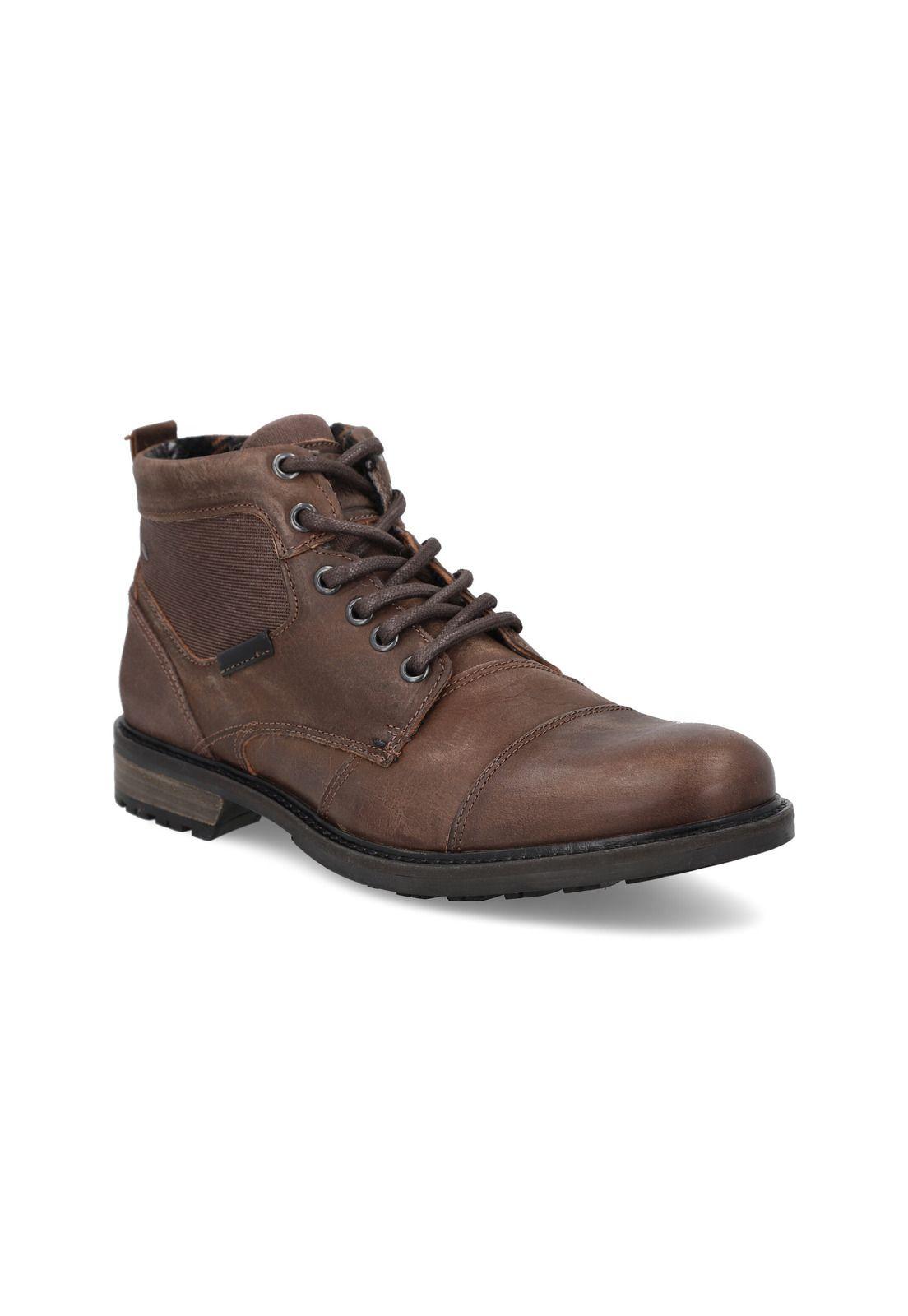 Botines Cuero Y Textil Amsterdam-6-71 Café-0