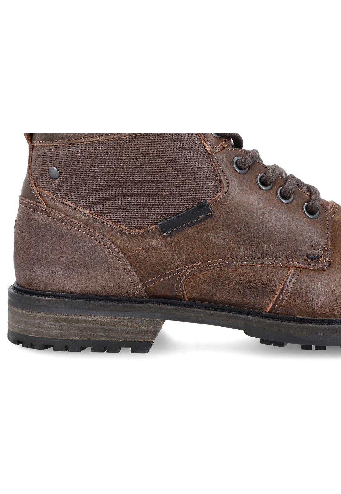 Botines Cuero Y Textil Amsterdam-6-71 Café-3