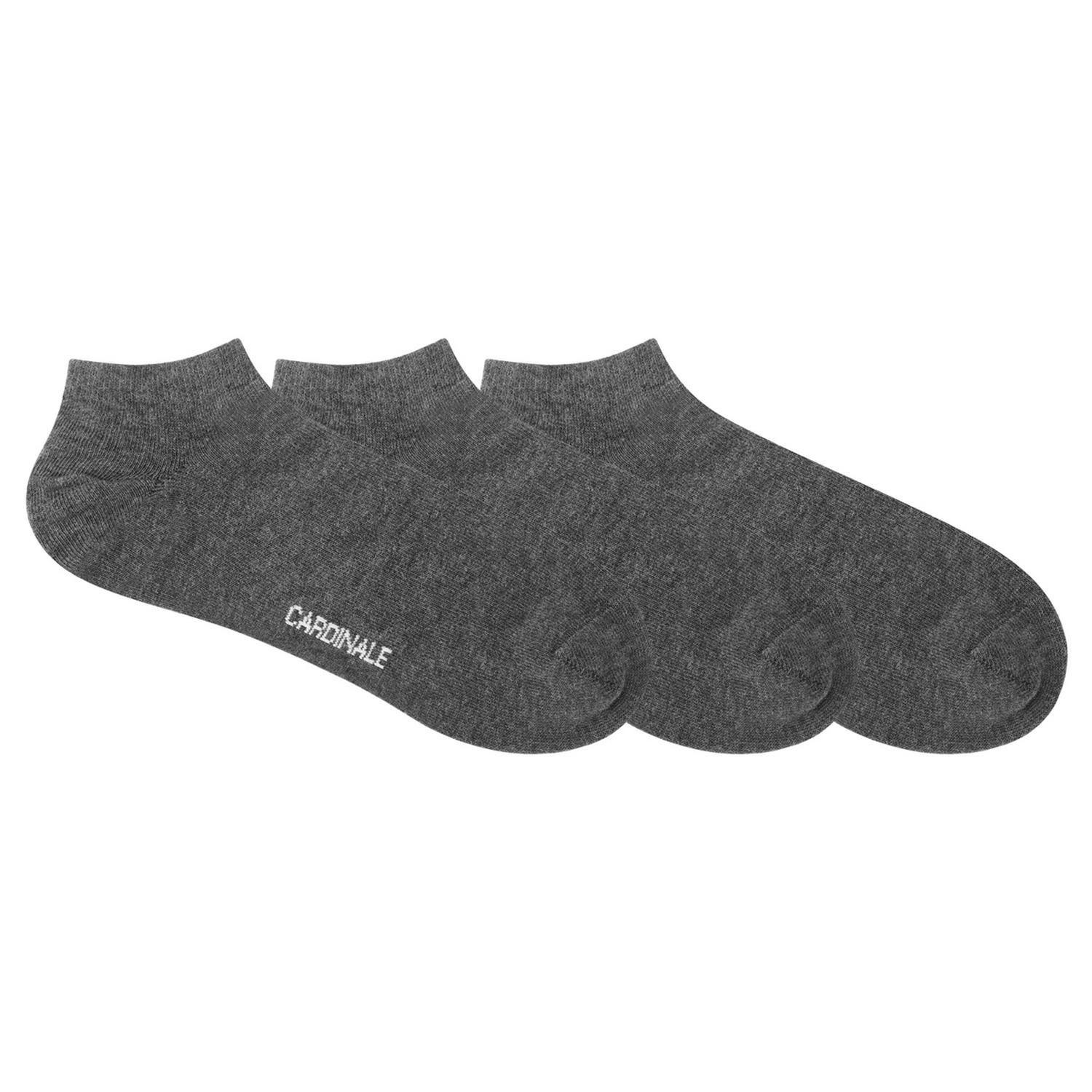 Pack 3 Pares Calcetines Cortos Hombre Algodón Gris Oscuro (Talla 39-45) Calc-3U-Co22-2