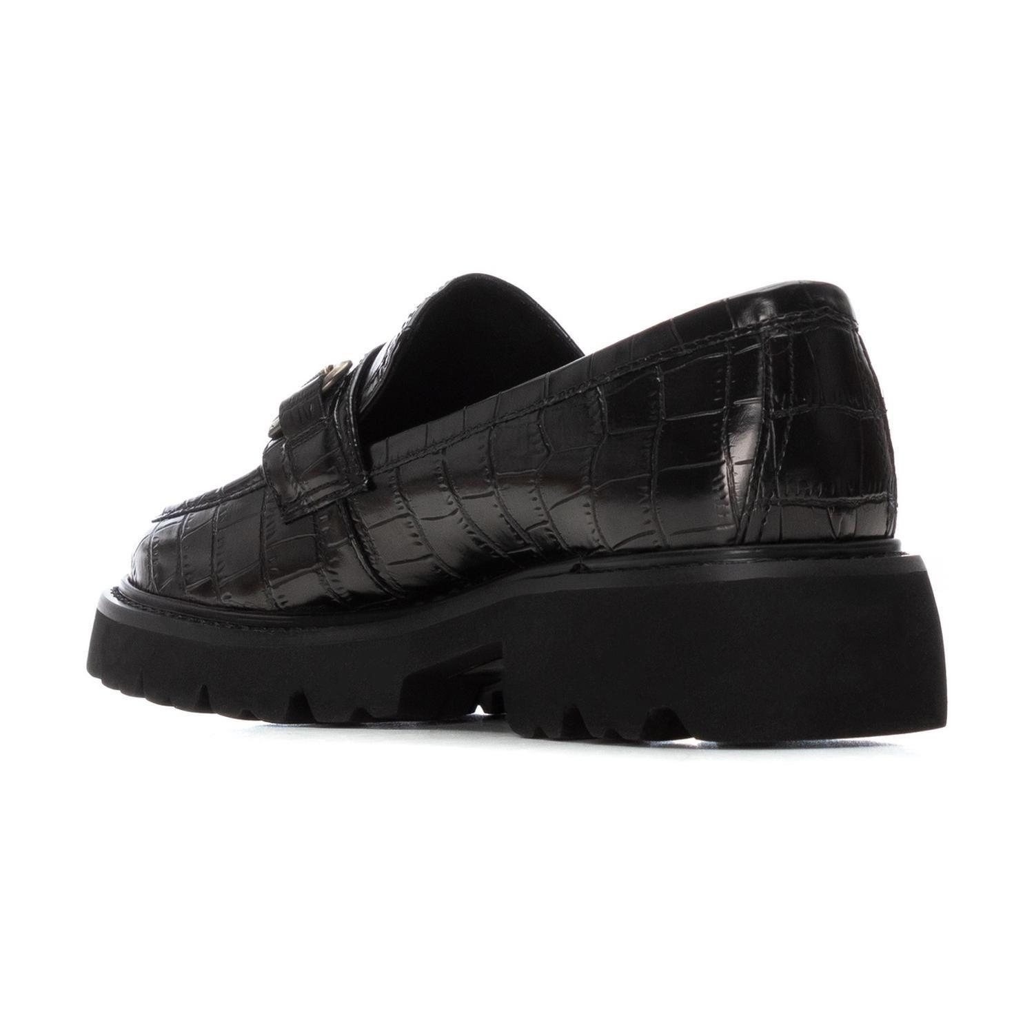 Mocasines Mujer Ecocuero Grabado Croco Negro Carmela-2