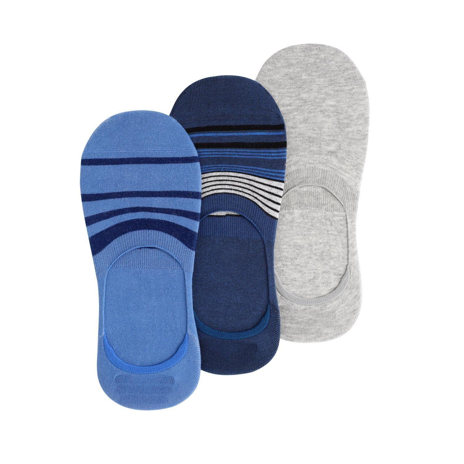 Pack 3 Pares Calcetines Invisibles Hombre Algodón Azul (Talla 39-45) Calc-3U-In15-0