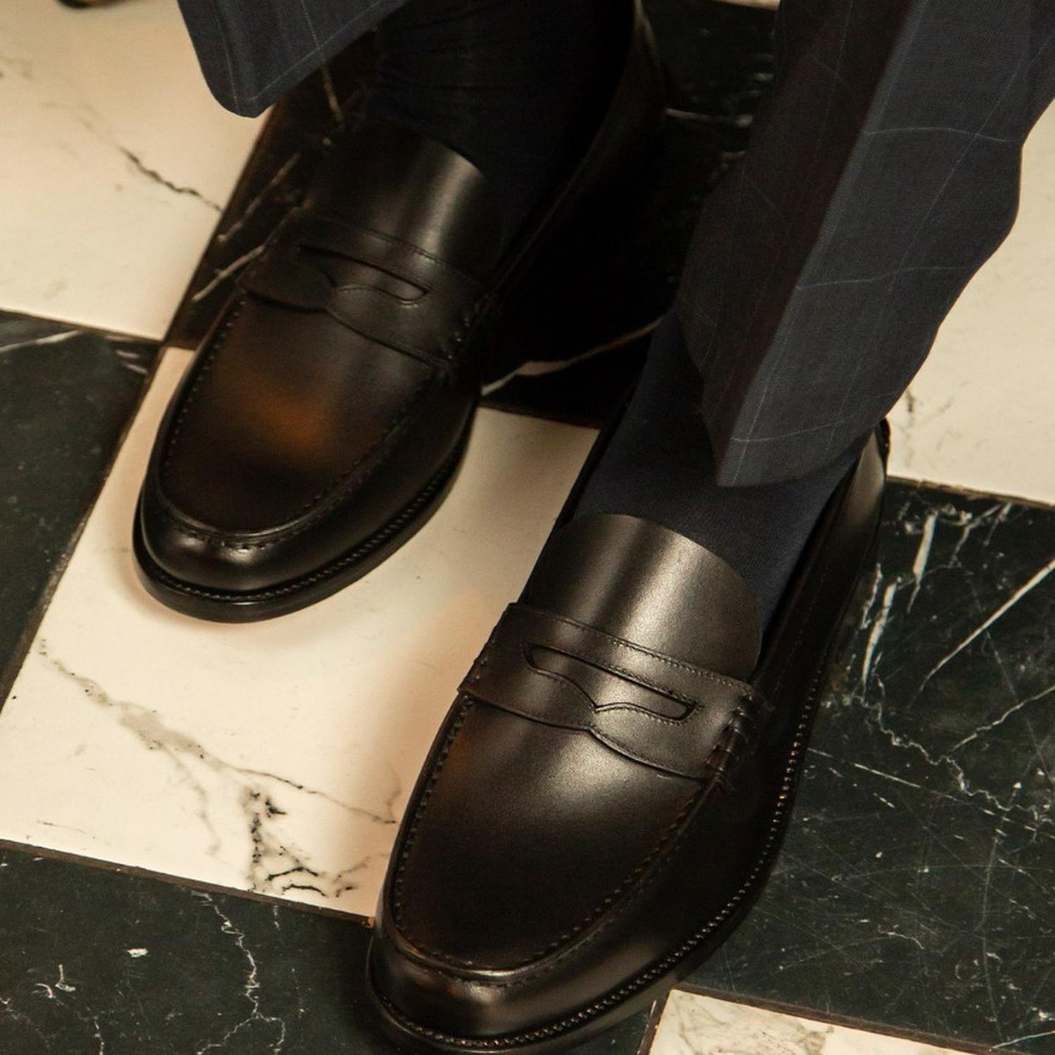 Mocasines Hombre Suela Cuero Moc Arg-5-77 Negro-3