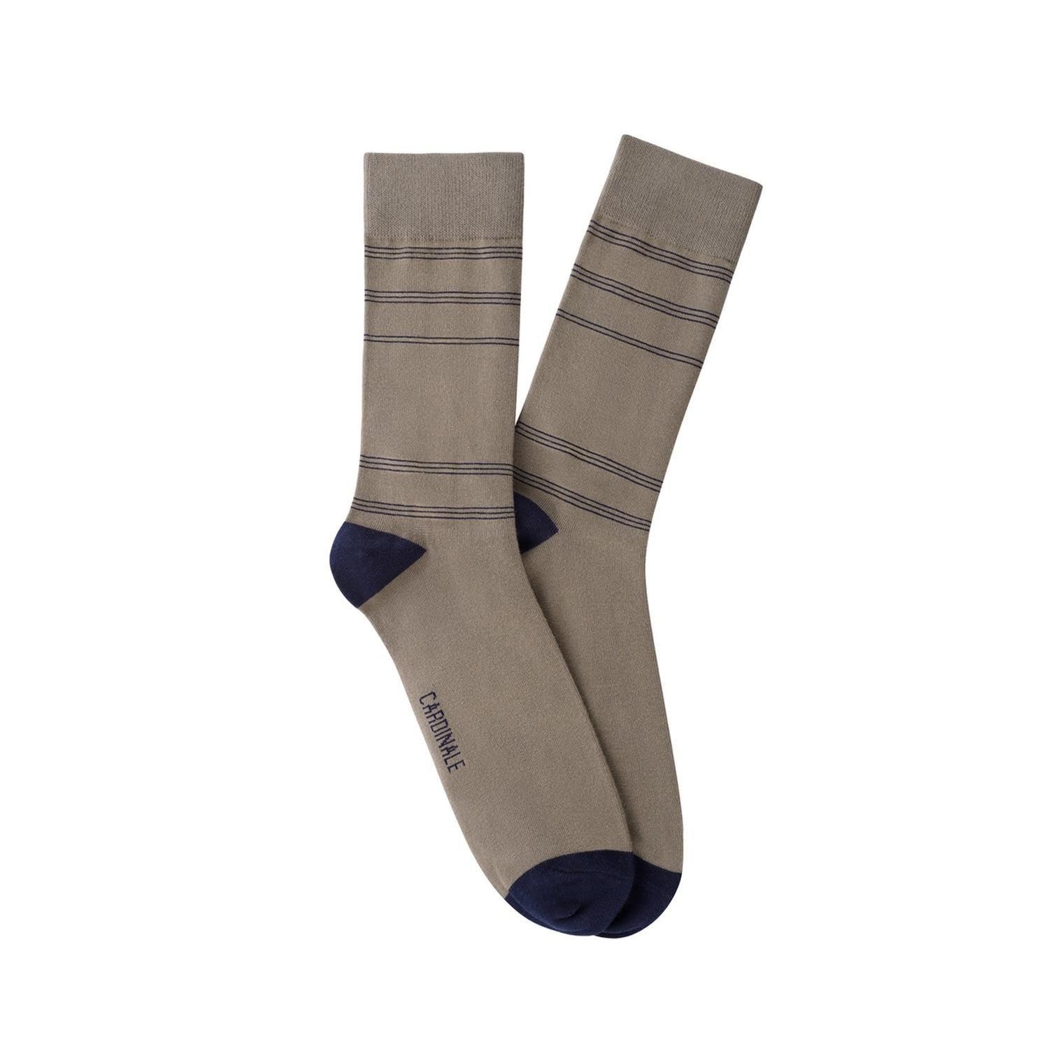 Calcetines Hombre Algodón Beige Con Líneas Finas (Talla 39-45) Calc-1U-Lf06-2