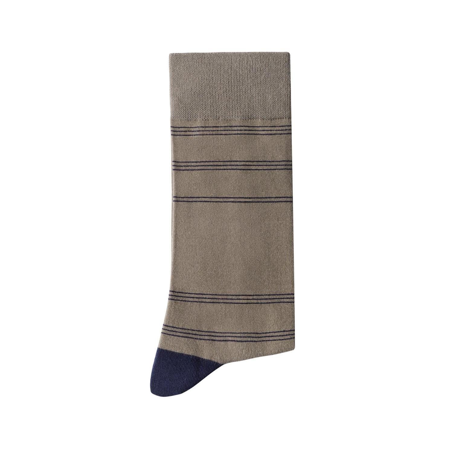 Calcetines Hombre Algodón Beige Con Líneas Finas (Talla 39-45) Calc-1U-Lf06-3
