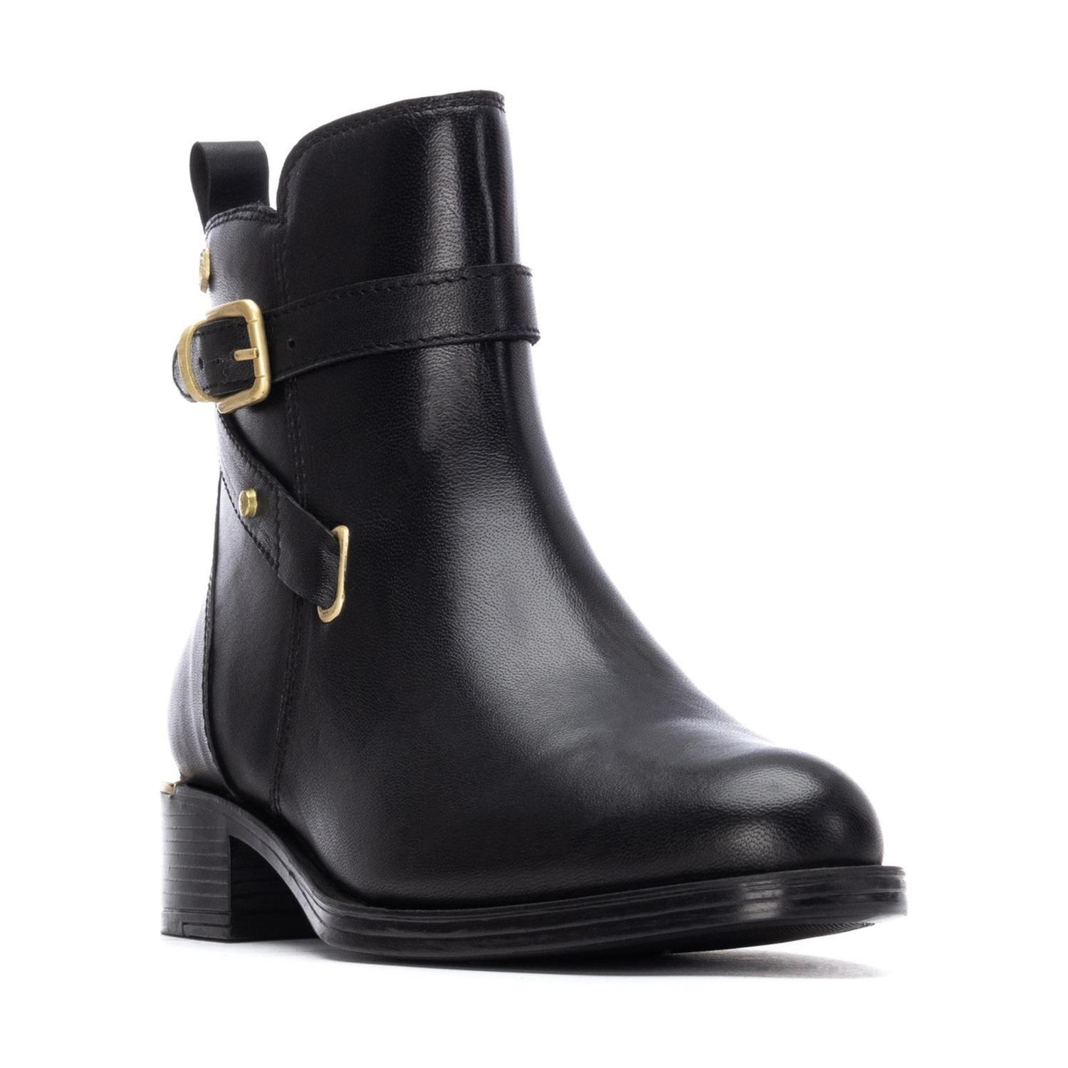 Botines Mujer Cuero Correa Con Hebilla Negro Erine Carmela-0