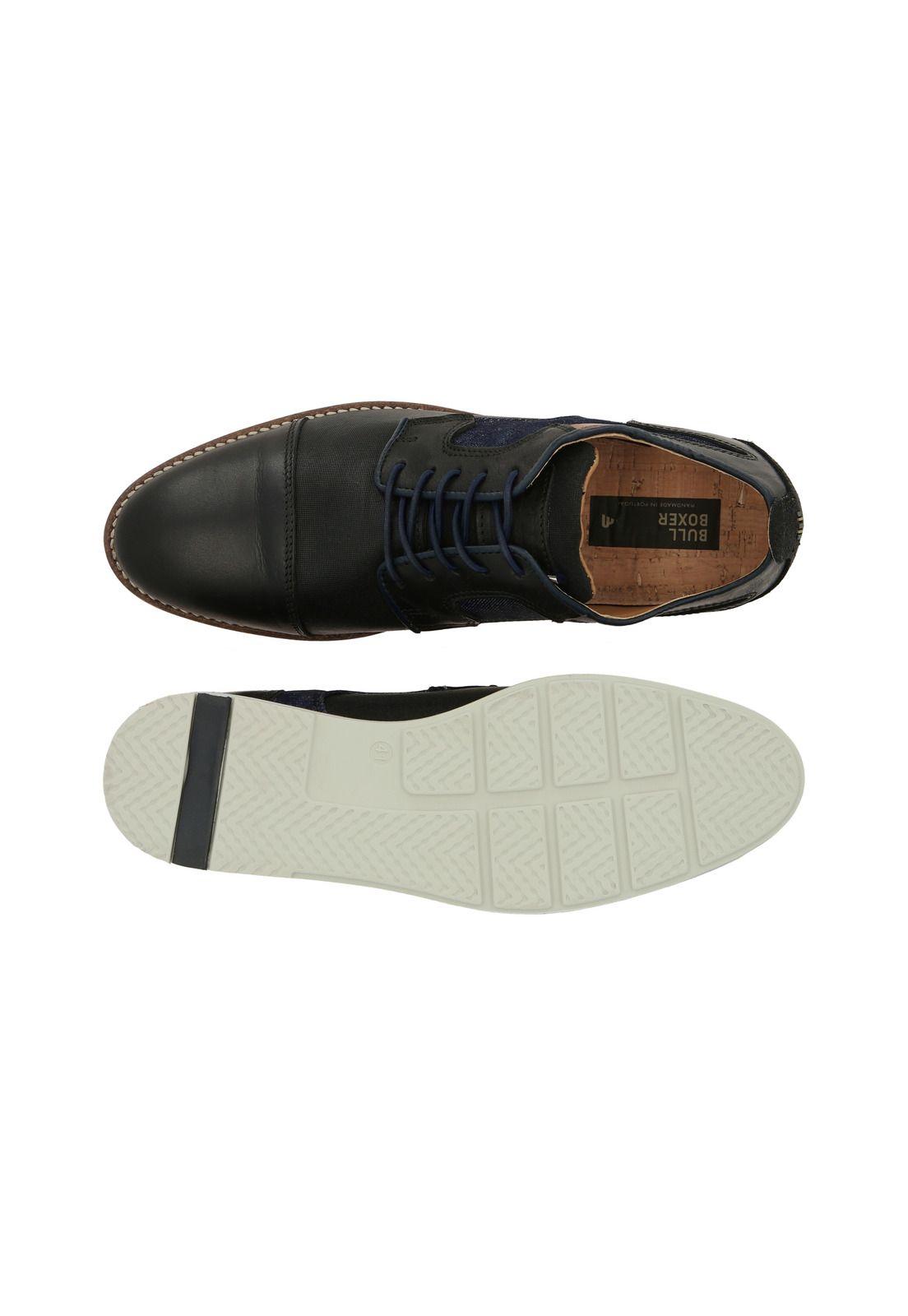 Zapatos Cordones Cuero Y Textil Ploce-0-30 Negro-2